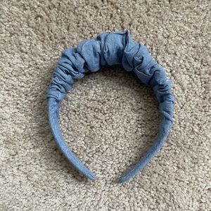 Aerie Cotton Scrunchie Headband Chambray Blue Women Chambray Scrunched Headband